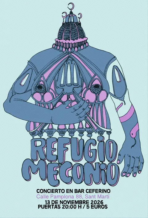Cartel del concierto de Refugio y Meconio en Bar Ceferino, 13 de noviembre de 2026.